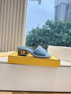 FF Baguette Slides Women 45 Nappa Leather Baby Blue