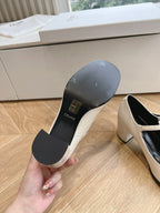 HIGH MARY JANE SHOES IN WHITE PATENT CALFSKIN