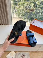 HM Chypre Sandal Demin Blue Ostrich Leather 202805