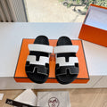 HM Chypre Sandal White mix Black Calfskin 202816