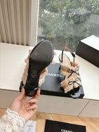 CC Sandals with bow tie Nude 7cm Lambskin 202867