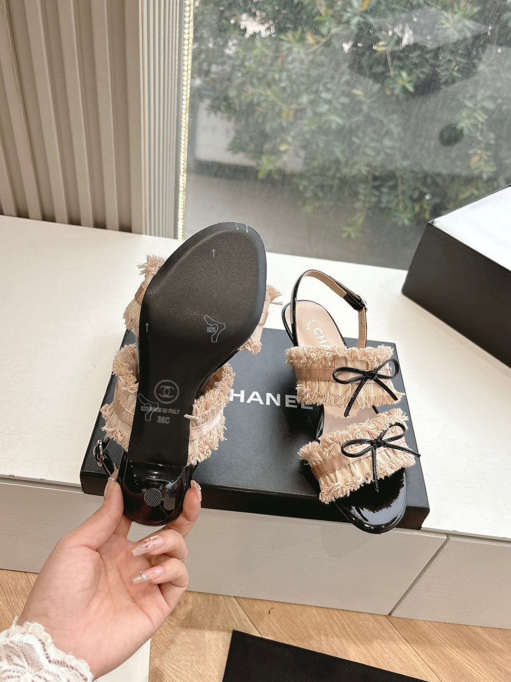CC Sandals with bow tie Nude 4,5cm Lambskin  202872