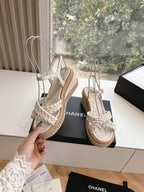 CC Mules Sandals Cream 6cm Lambskin 202886