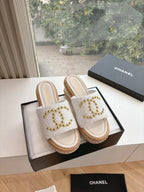 CC Sandals White 6cm Lambskin 202897