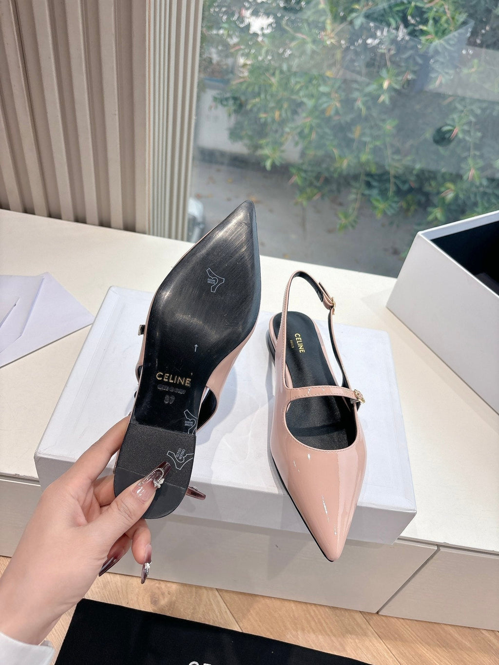 CELINE  Slingback Pink Patent Leather 285951
