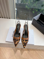 CELINE Slingback  Leopard  Brown Leather 285984