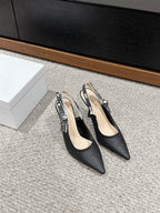 cd slingback 100 black raffia lambskin