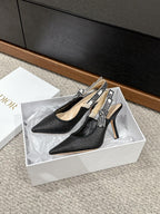 cd slingback 100 black raffia lambskin