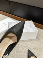 cd slingback 100 black raffia lambskin