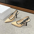 cd slingback 100 beige raffia lambskin