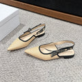 cd slingback flat beige raffia lambskin