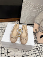 CD Ballet Slingback Pump 30mm In Nude Quilted Calfskin 997045