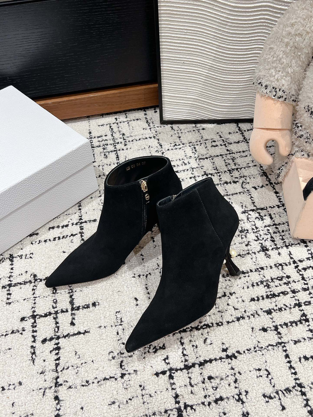 CD Tribales Heeled Ankle Boot 80mm In Black Suede  997059
