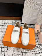 HM Destin Loafer In White Glossy Calfskin 118794