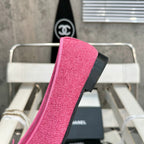 ballet flat pink tweed black patent calfskin
