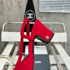 slingbacks 65 red tweed black patent calfskin