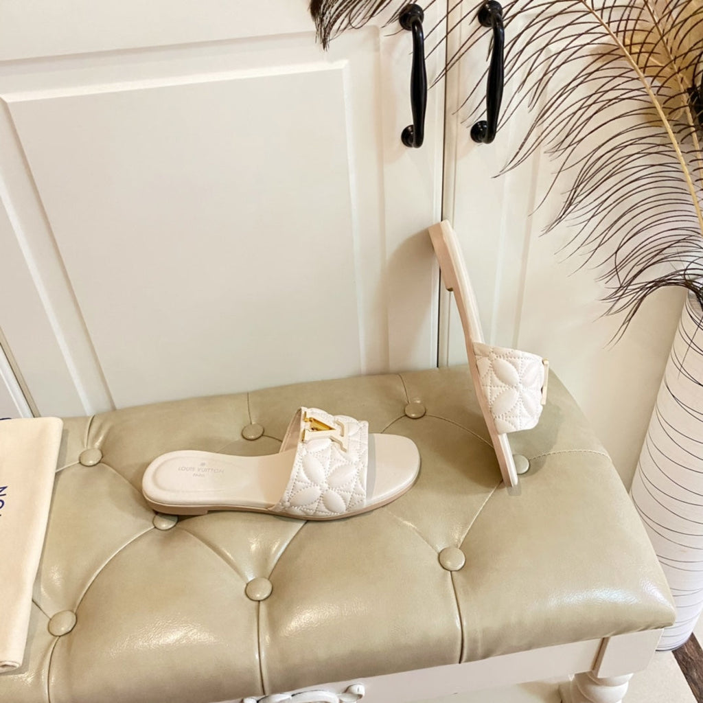LV Neo Revival Flat Mule White Ivory Lambskin
