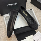 CC 25p Ballet Flat Black Mesh Fabric Grosgrain