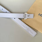 LV Circle Nautical 20mm Reversible Belt Silver Buckle White Brown Lambskin