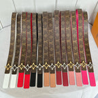 LV Flowergram 30mm Reversible Belt Gold Buckle Black Brown Leather