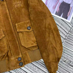 Miu Miu 25 Suede Short Coat Brown Yellow 302344