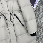Prada 2025 Drawstring Waist Hooded Jacket Ivory Down Polyester