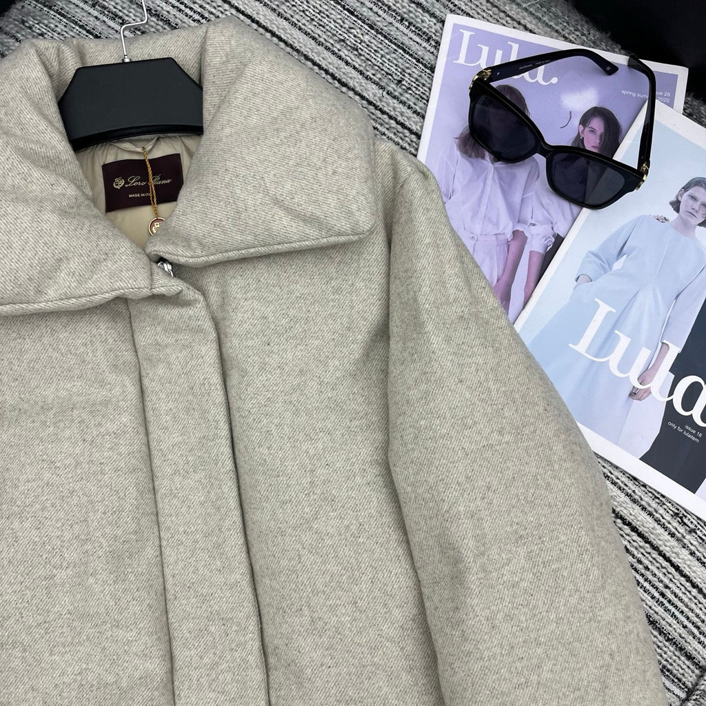 LP 25 Mid-Length Jacket Ivory Wool Fabric Down 308184