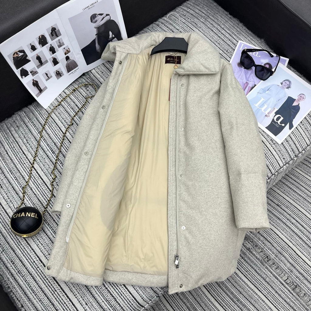 LP 25 Mid-Length Jacket Ivory Wool Fabric Down 308184