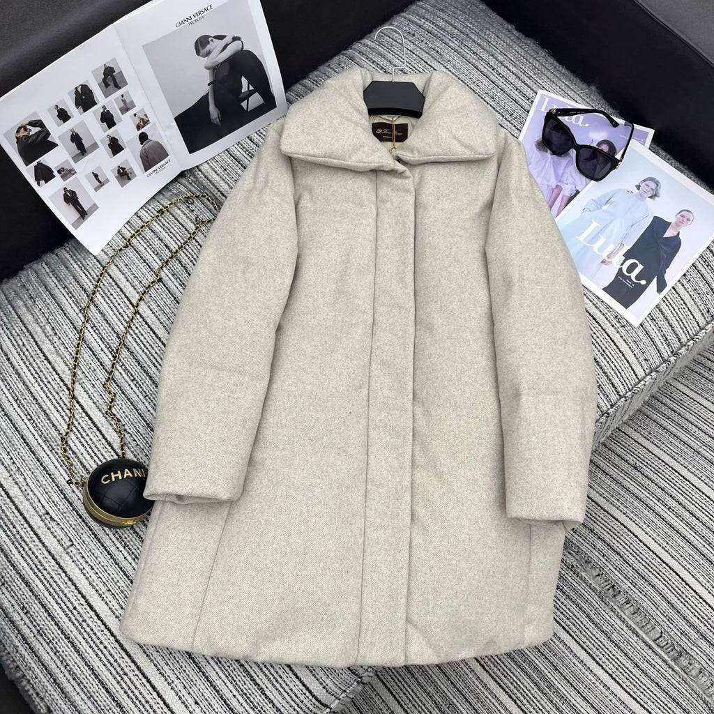 LP 25 Mid-Length Jacket Ivory Wool Fabric Down 308184