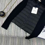 MC 2025 Quilted Knit-panel Puffer Jacket Black Polyester Wool 528747
