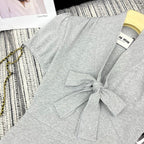 Miumiu 2026 Dress with a Bow Tie Gray Cotton