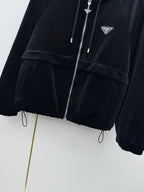 Prada 2025 Hooded Jacket Black Silk Velvet