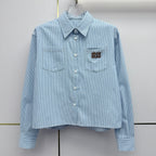 Miumiu 2026 Short-Sleeve Long-Sleeve Shirt Blue Cotton 351550
