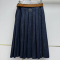 Miumiu 2026 Retro Denim Pleated Skirt Blue Cotton 351555