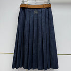 Miumiu 2026 Retro Denim Pleated Skirt Blue Cotton 351555
