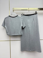 Chanel 2026 T-shirt with Skirt Set Gray Cotton 354770