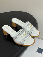 CD 25 D-Lane Heeled Slide Calfskin