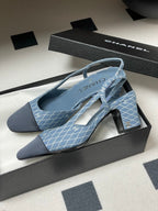 CC 25P Light Blue Black Quilted Denim