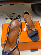 HM Glamour Slingback Blue Denim Sheepskin 314035