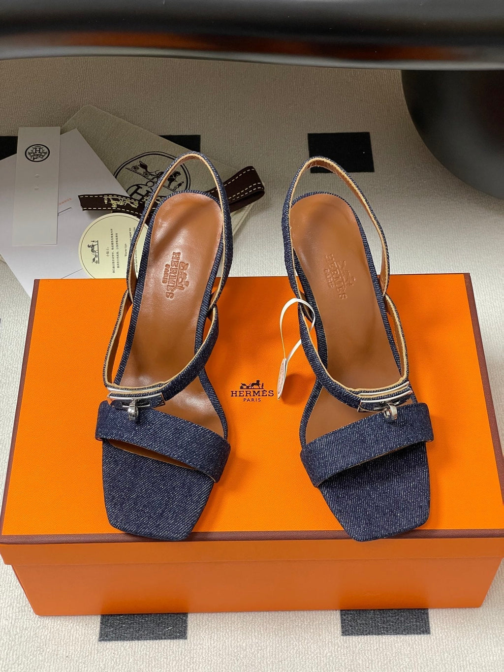 HM Glamour Slingback Blue Denim Sheepskin 314035