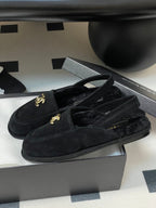 CC 25A Slingback Loafer Black Sherpa Suede