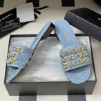CC 25 Flats Slippers Blue Sheepskin 364722