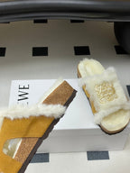 Loewe x Birkenstock slippers white tan further