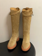 HM Jumping Boots Light Tan Kelly Buckle Suede 423266