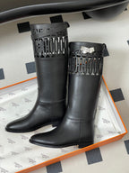 HM Jumping Boots Black Kelly Buckle Calfskin 423264