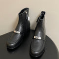 HM  short boots kelly buckle black sheepskin