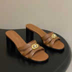 CD 26 Chunky Heel Sandals 50 Tan Leather 593523