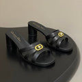 CD 26 Chunky Heel Sandals 50 Black Leather 593526