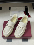 GG 26ss Slip-on Loafers Ivory Denim 593495