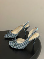 CD 26 Slingback 85 Black Green Blue Leather Silk Fabric 593602